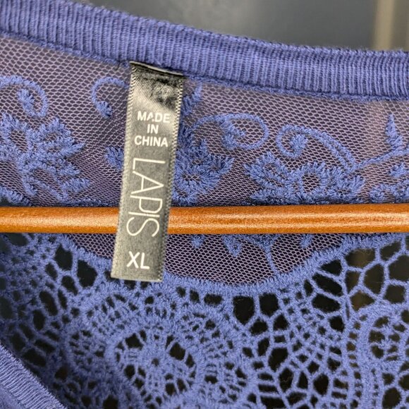 Women's Navy Blue Lace Back Cardigan Button Front XL Laps - Picture 8 of 13